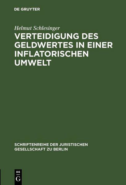 Produktbild: Verteidigung des Geldwertes in einer inflatorischen Umwelt