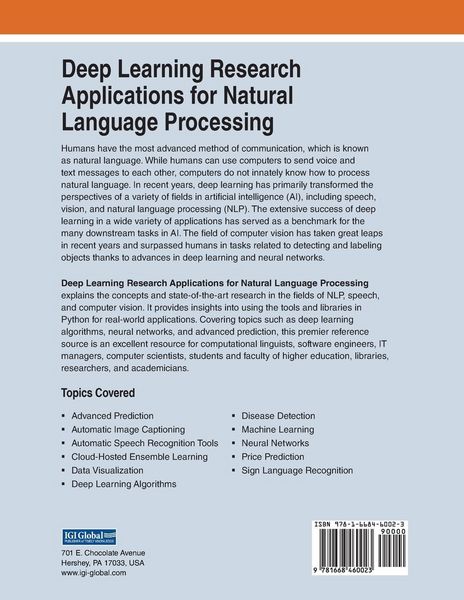 Produktbild: Deep Learning Research Applications for Natural Language Processing