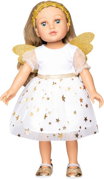 Produktbild: Puppen-Kleid Schutzengel mit Sternen-Haarband, Gr. 35-45 cm
