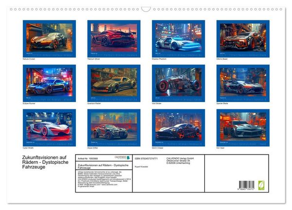 Produktbild: Zukunftsvisionen auf R&auml;dern - Dystopische Fahrzeuge (Wandkalender 2026 DIN A2 quer), CALVENDO Monatskalender