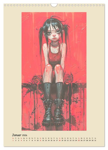 Produktbild: Gothic Punk Girls im k&uuml;nstlerischen Manga-Stil (Wandkalender 2026 DIN A3 hoch), CALVENDO Monatskalender
