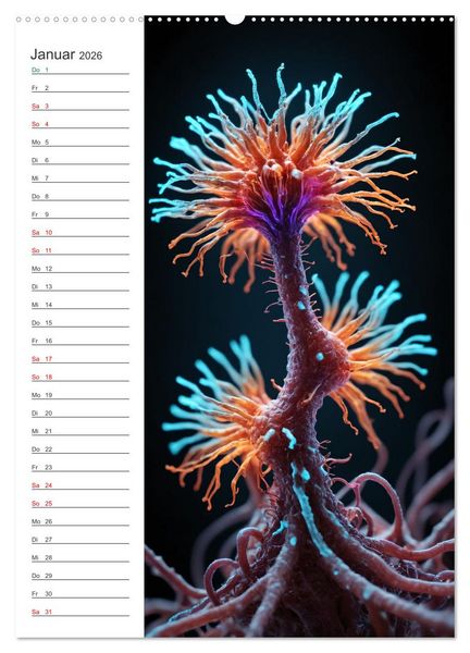 Produktbild: Leuchtende Mikroflora (hochwertiger Premium Wandkalender 2026 DIN A2 hoch), Kunstdruck in Hochglanz