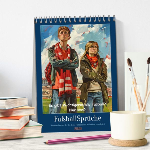 Produktbild: Fu&szlig;ballspr&uuml;che (Tischkalender 2026 DIN A5 hoch), CALVENDO Monatskalender