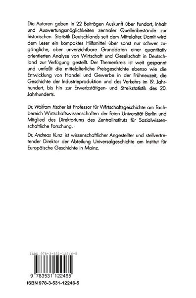Produktbild: Grundlagen der Historischen Statistik von Deutschland