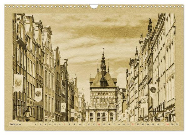 Produktbild: Danzig &ndash; Ein Kalender im Zeitungsstil (Wandkalender 2026 DIN A3 quer), CALVENDO Monatskalender