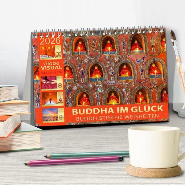 Produktbild: BUDDHA IM GL&Uuml;CK - Buddhistische Weisheiten (Tischkalender 2026 DIN A5 quer), CALVENDO Monatskalender