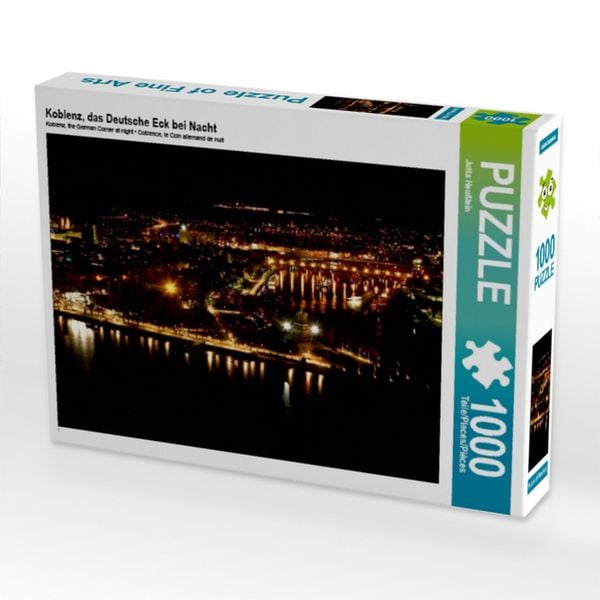 Koblenz, das Deutsche Eck bei Nacht (Puzzle)