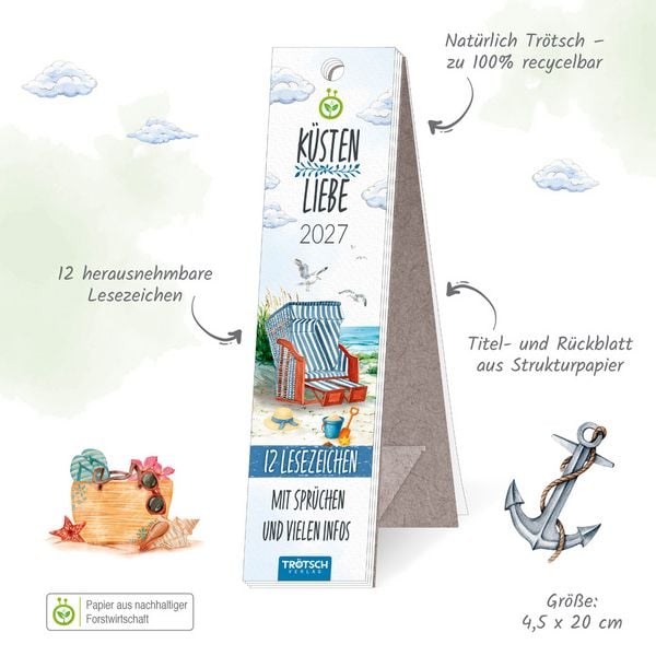 Produktbild: TR&Ouml;TSCH - Lesezeichenkalender K&uuml;stenliebe 2027