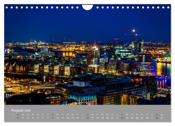 Produktbild: Hamburger Hafen - Im Zauber der Nacht (Wandkalender 2026 DIN A4 quer), CALVENDO Monatskalender