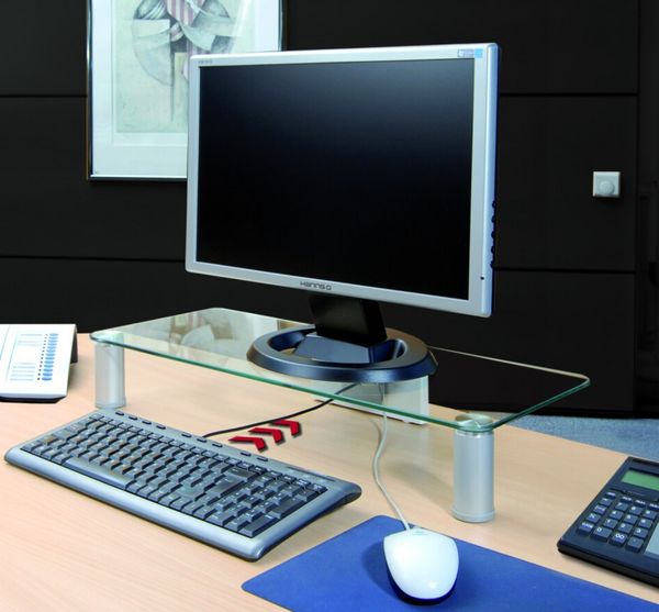 Produktbild: Alu Glas Monitorerh&ouml;hung Glas &ndash; TV St&auml;nder Parco