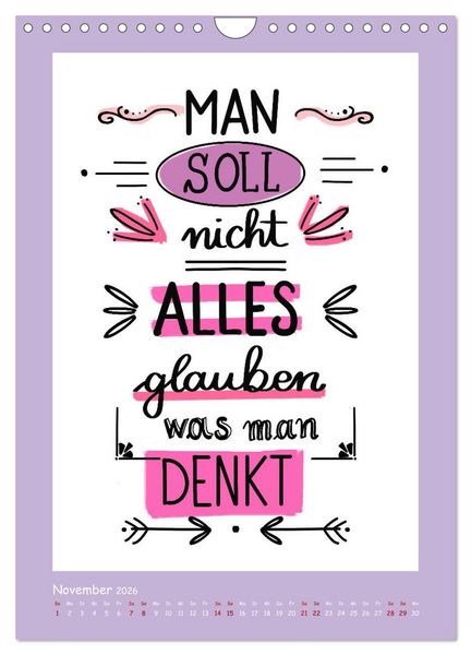 Produktbild: Nachgedacht-Spr&uuml;che und Zitate (Wandkalender 2026 DIN A4 hoch), CALVENDO Monatskalender