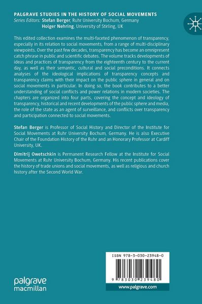 Produktbild: Contested Transparencies, Social Movements and the Public Sphere