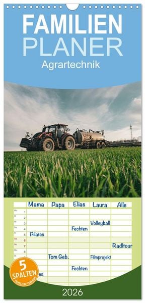 Produktbild: Familienplaner 2026 - Agrartechnik mit 5 Spalten (Wandkalender, 21 x 45 cm) CALVENDO