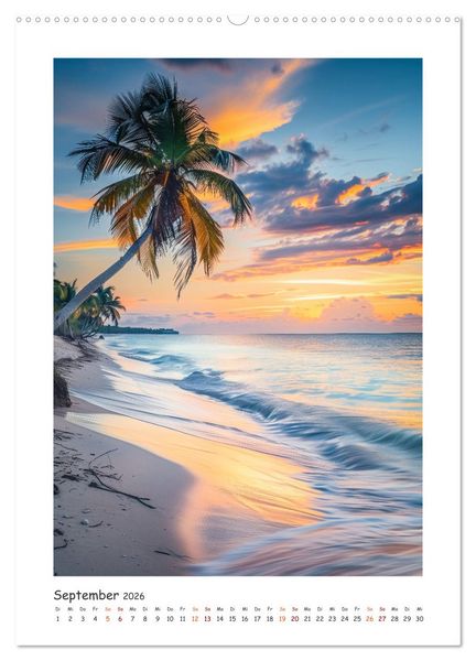 Produktbild: Entdecke das Paradies - Atemberaubende Str&auml;nde durch eine KI in Szene gesetzt (hochwertiger Premium Wandkalender 2026 DIN A2 hoch), Kunstdruck in Hochglanz