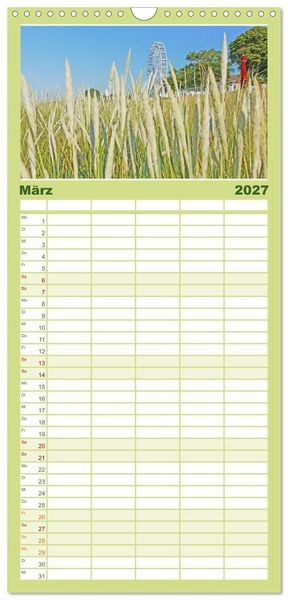 Produktbild: Familienplaner 2027 - Ostseebad K&uuml;hlungsborn. Erholung mit allen Sinnen mit 5 Spalten (Wandkalender, 21 x 45 cm) CALVENDO