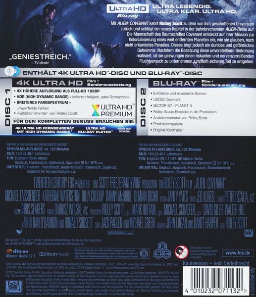 Produktbild: Alien: Covenant (4K Ultra HD) (+ Blu-ray)