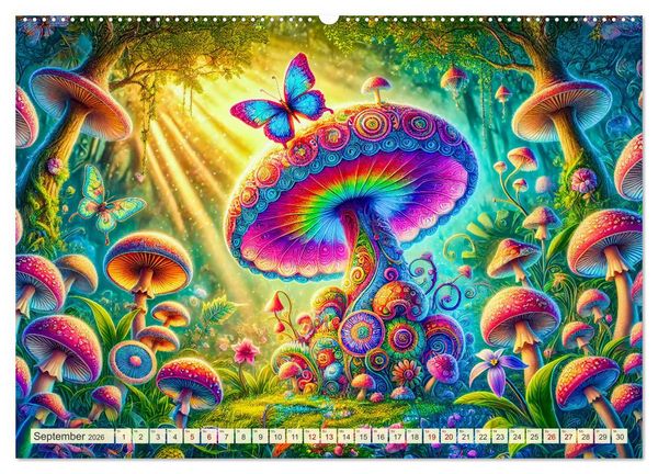 Produktbild: Psychedelische Pilze - Die bunte Welt der magischen Pilze (Wandkalender 2026 DIN A2 quer), CALVENDO Monatskalender