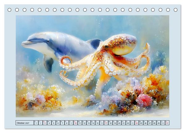 Produktbild: Delfine. Botschafter und T&auml;nzer der Meere (Tischkalender 2027 DIN A5 quer), CALVENDO Monatskalender