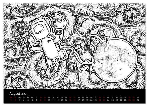 Produktbild: Bezaubernde Mini-Monster - Ein Ausmal-Kalender (Wandkalender 2026 DIN A2 quer), CALVENDO Monatskalender