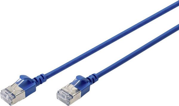 Digitus DK-1632-A-030S-B RJ45 Netzwerkkabel, Patchkabel CAT 6a F/FTP 3 m Blau Farbcodiert, Geschirmt, mehrdrähtig, mit Knickschutztülle 1 St.