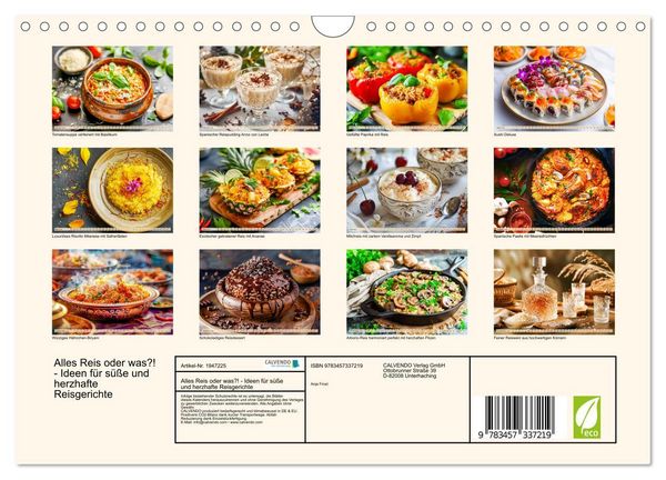 Produktbild: Alles Reis oder was?! - Ideen f&uuml;r s&uuml;&szlig;e und herzhafte Reisgerichte (Wandkalender 2026 DIN A4 quer), CALVENDO Monatskalender