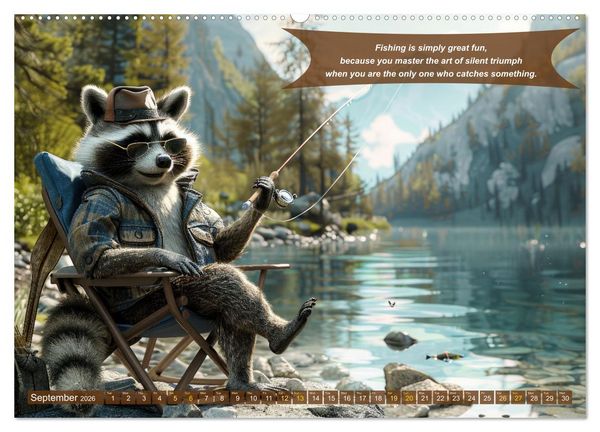 Produktbild: Funny charming animals as fishermen (High Quality Premium Wall Calendar 2026 DIN A2 landscape),CALVENDO 12 Month Wall Calendar