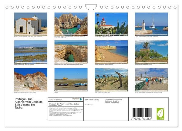 Produktbild: Portugal - Die Algarve vom Cabo de Sao Vicente bis Tavira (Wandkalender 2026 DIN A4 quer), CALVENDO Monatskalender