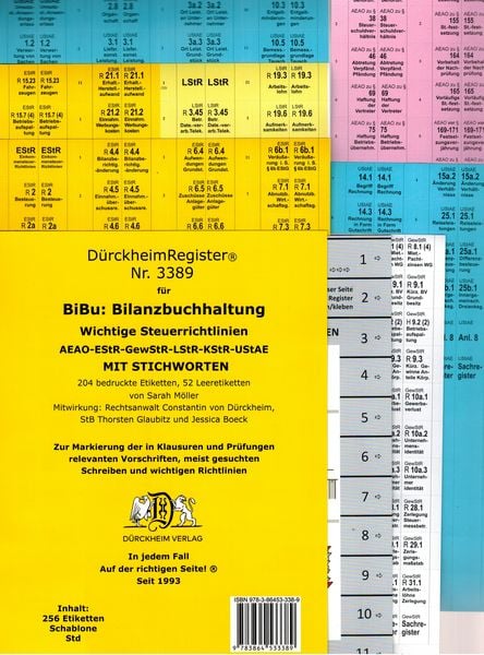 Produktbild: D&uuml;rckheimRegister&reg; BiBu-BILANZBUCHHALTUNG f&uuml;r SteuerRichtlinien mit Stichworten