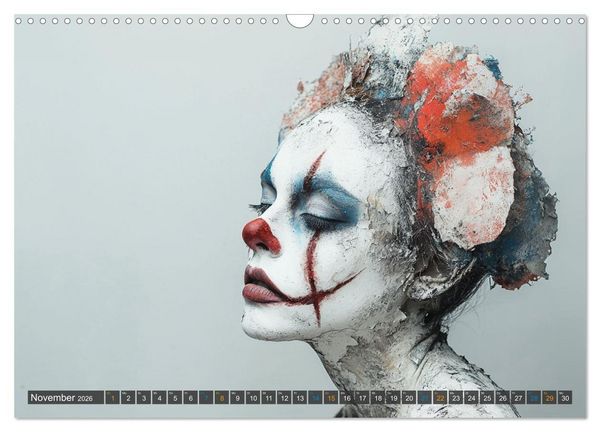 Produktbild: Clowniversum - Wo die Masken Geschichten erz&auml;hlen (Wandkalender 2026 DIN A3 quer), CALVENDO Monatskalender