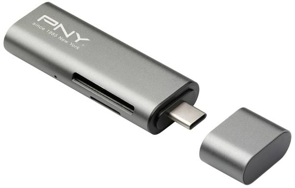 Produktbild: PNY R-TC-UA-3N1E01-RB Externer Speicherkartenleser USB-C&reg; USB 3.2 (Gen 1) Metallic
