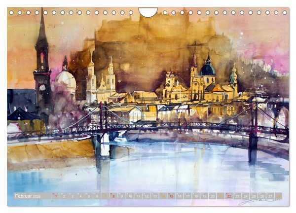 Produktbild: Aquarelle aus der Mozartstadt Salzburg (Wandkalender 2026 DIN A4 quer), CALVENDO Monatskalender