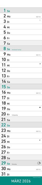Produktbild: Streifenplaner MINT 2026 - Streifenkalender - Wandplaner - Küchen-Kalender - 11,3x49,5
