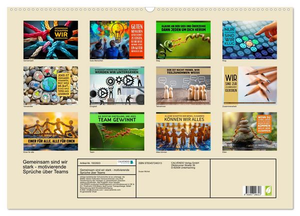 Produktbild: Gemeinsam sind wir stark - motivierende Spr&uuml;che &uuml;ber Teams (Wandkalender 2026 DIN A2 quer), CALVENDO Monatskalender