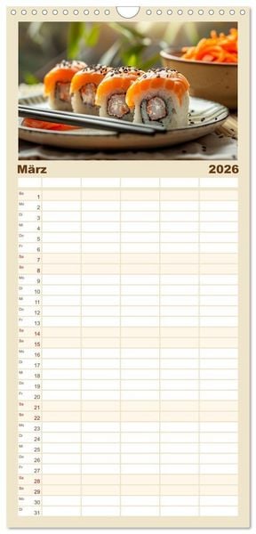 Produktbild: Familienplaner 2026 - Sushi Zauber mit 5 Spalten (Wandkalender, 21 x 45 cm) CALVENDO
