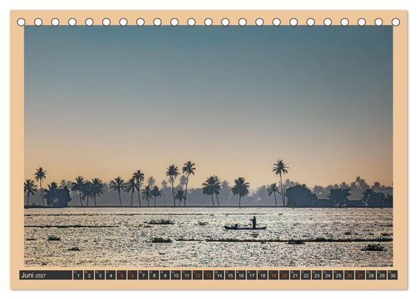Produktbild: Kerala Backwaters - mit dem Hausboot durch die tropische Wasserwelt (Tischkalender 2027 DIN A5 quer), CALVENDO Monatskalender