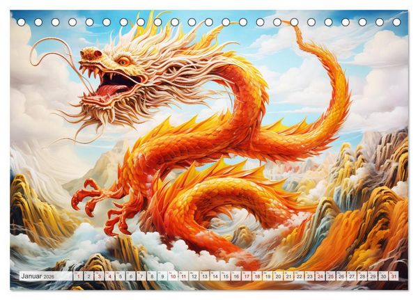 Produktbild: Jahr des Drachen - Im Stil des chinesischen Tierkreiszeichens (Tischkalender 2026 DIN A5 quer), CALVENDO Monatskalender