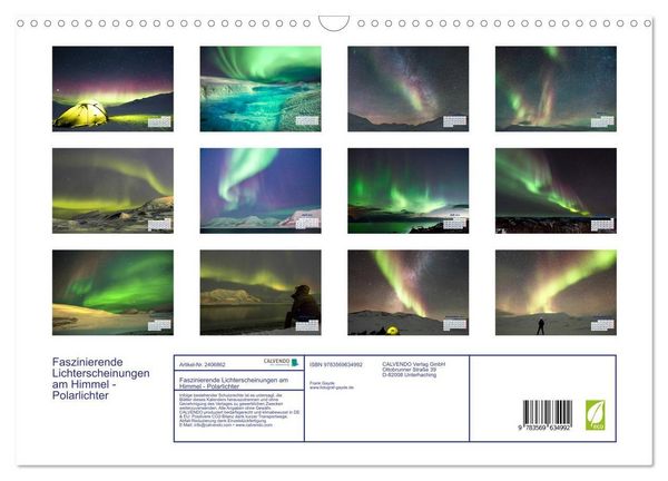 Produktbild: Faszinierende Lichterscheinungen am Himmel - Polarlichter (Wandkalender 2027 DIN A3 quer), CALVENDO Monatskalender