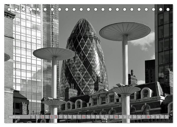Produktbild: London in Schwarz-Wei&szlig; (Tischkalender 2026 DIN A5 quer), CALVENDO Monatskalender