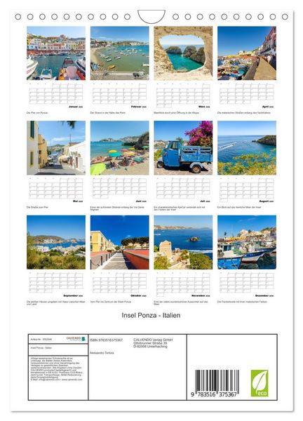 Produktbild: Insel Ponza - Italien (Wandkalender 2026 DIN A4 hoch), CALVENDO Monatskalender