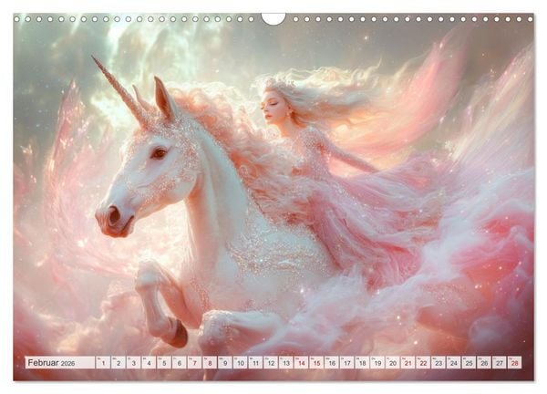 Produktbild: EINHORNZAUBER Traumhafte Glitzerwelt (Wandkalender 2026 DIN A3 quer), CALVENDO Monatskalender