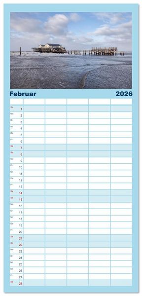 Produktbild: Familienplaner 2026 - Nordfriesland - weiter Horizont, faszinierende Natur, idyllische St&auml;dte mit 5 Spalten (Wandkalender, 21 x 45 cm) CALVENDO