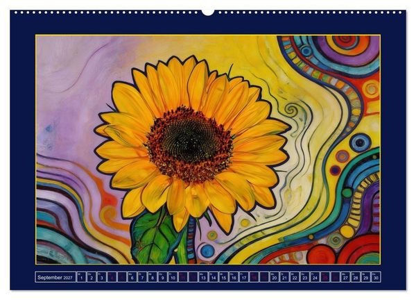 Produktbild: Bl&uuml;ten im verspielten Jugendstil (hochwertiger Premium Wandkalender 2027 DIN A2 quer), Kunstdruck in Hochglanz