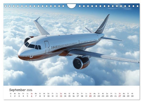 Produktbild: Flugzeugkalender - Die sch&ouml;nsten Passagiermaschinen (Wandkalender 2026 DIN A4 quer), CALVENDO Monatskalender