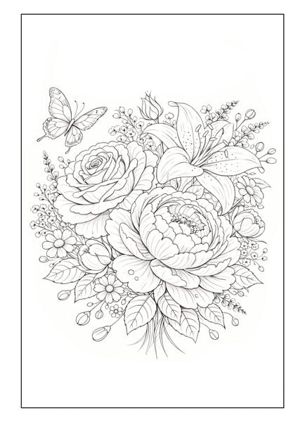 Produktbild: Blumen Malbuch f&uuml;r Erwachsene mit 50 sch&ouml;nen Ausmalmotiven