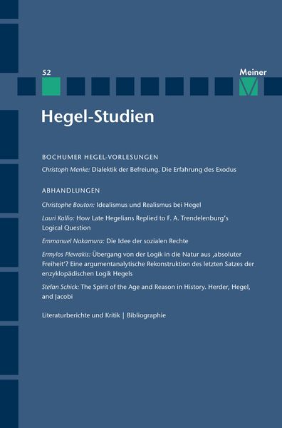 Produktbild: Hegel-Studien Band 52