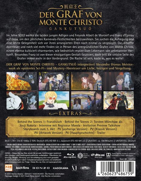 Produktbild: Der Graf von Monte Christo - Gankutsu&ocirc; Vol. 1 (Ep. 1-8)