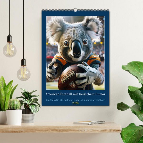 Produktbild: American Football mit tierischem Humor (Wandkalender 2026 DIN A2 hoch), CALVENDO Monatskalender