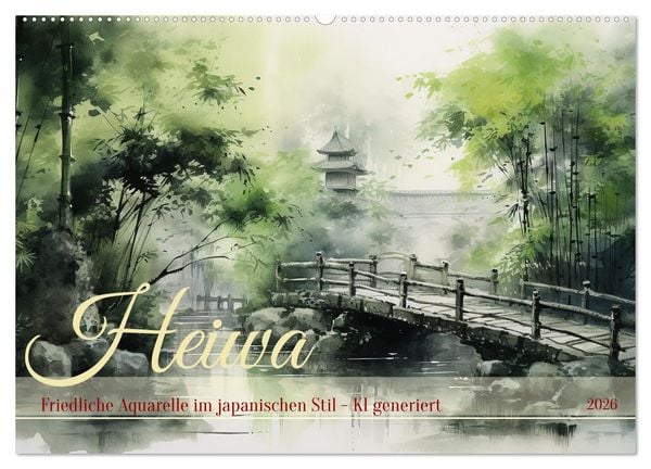 Produktbild: Heiwa - Friedliche Aquarelle im japanischen Stil (Wandkalender 2026 DIN A2 quer), CALVENDO Monatskalender