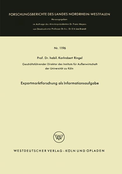 Produktbild: Exportmarktforschung als Informationsaufgabe