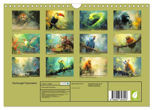 Produktbild: Dschungel Faszination (Wandkalender 2026 DIN A4 quer), CALVENDO Monatskalender